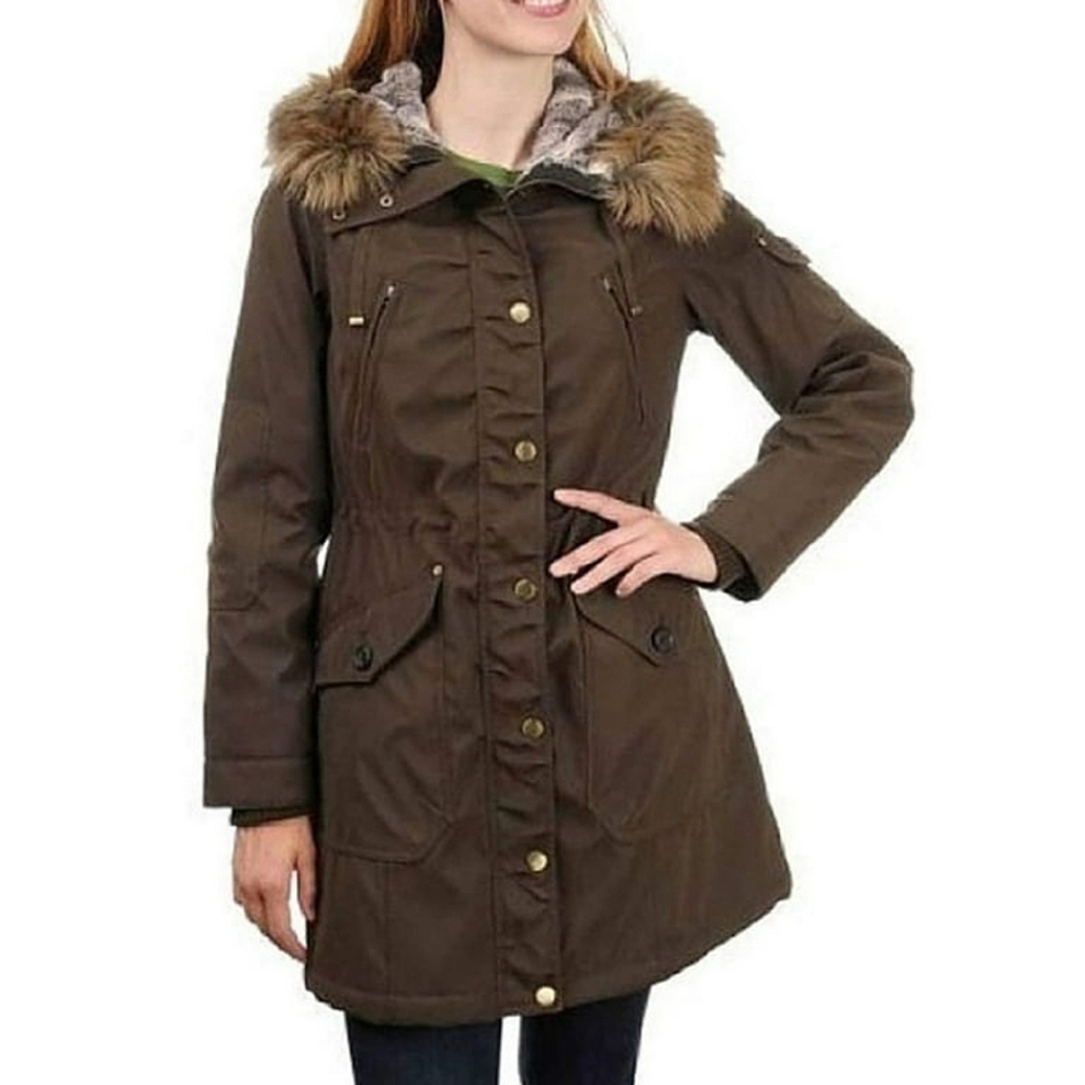 1 Madison Expedition Anorak Parka Faux Fur Trim Removable Hood Size S ❄️